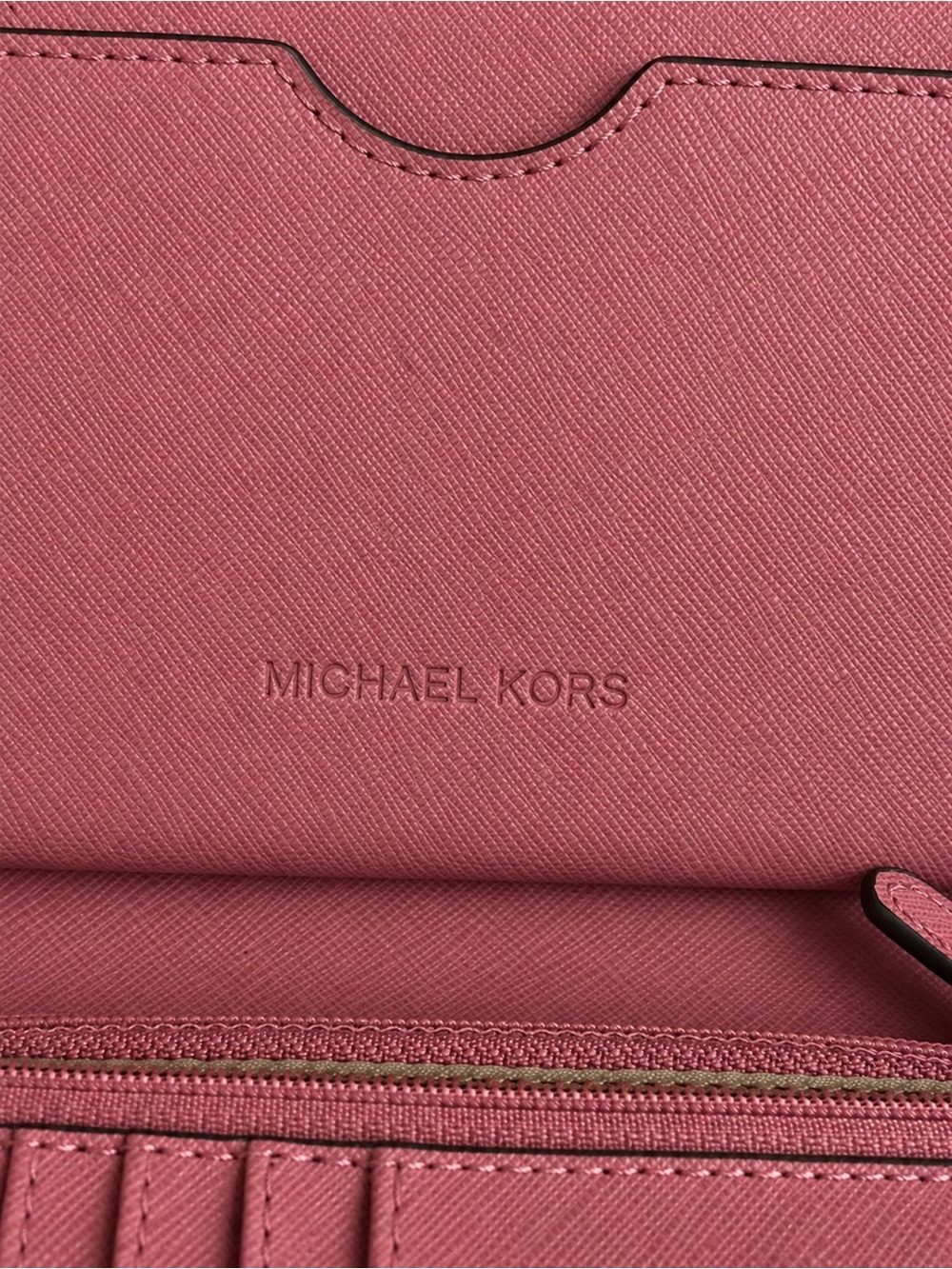 For nurse! Michael Kors Rose mauve Zip-Around Wallet with Gold MK Logo - Picture 4 of 5